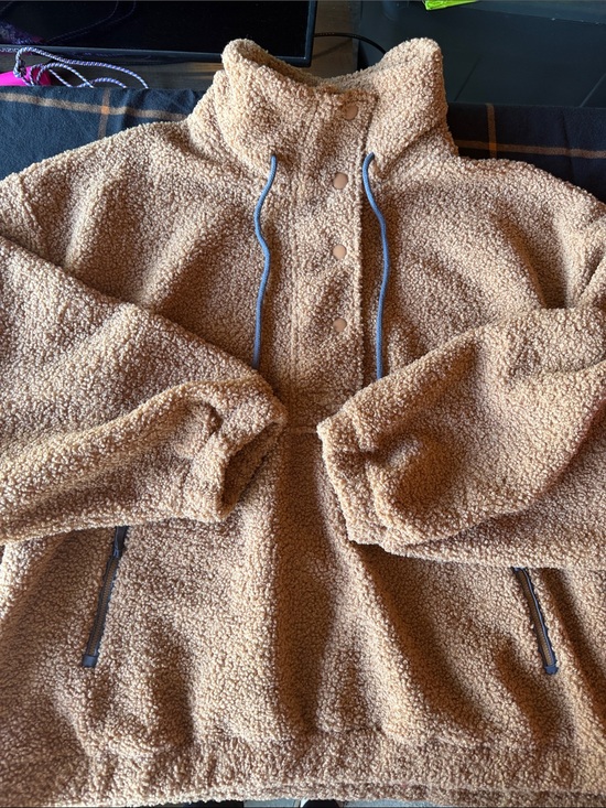 Universal Thread Tops - Universal Thread Women's Tan Sherpa Zip-Up Pullover